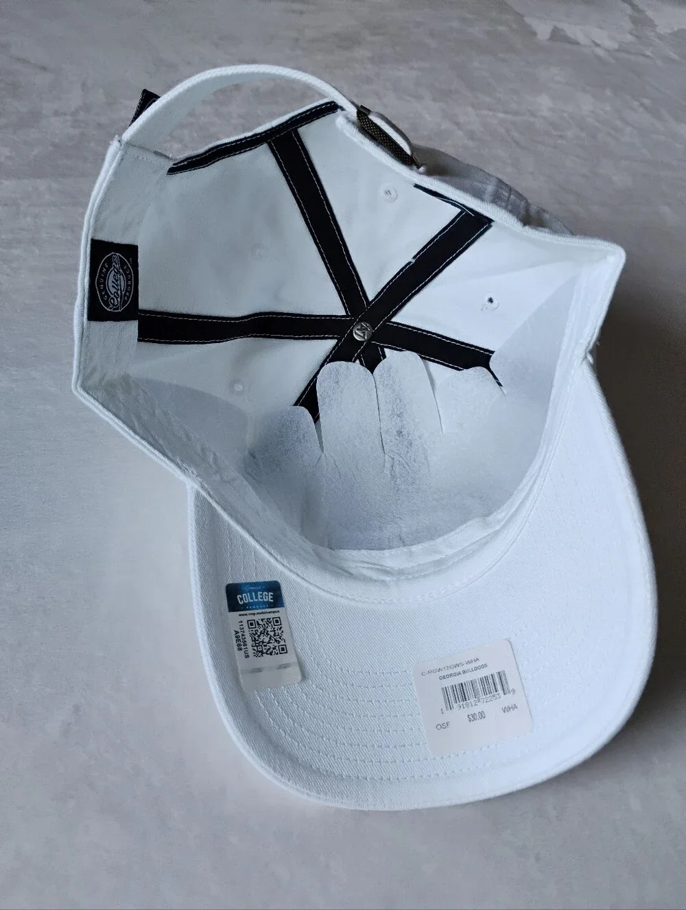 NWT Georgia Bulldogs White Hat |  '47 Brand Relaxed Fit | OSFA